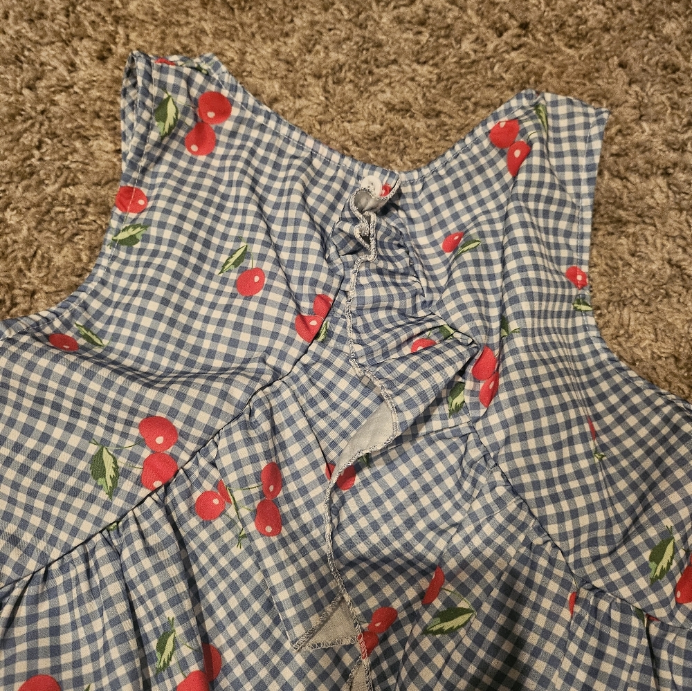 SHEIN Blue Checkered Cherry  Blouse